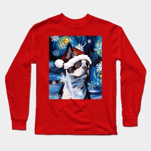 Boston Terrier Santa Long Sleeve T-Shirt